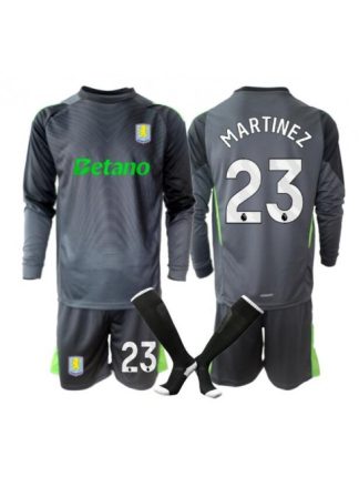 Otroški nogometni dresi Kompleti Emiliano Martinez #23 Aston Villa Vratar Domači 2025-26 Dolgi rokav