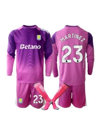 Otroški nogometni dresi Kompleti Emiliano Martinez #23 Aston Villa Vratar Tretji 2025-26 Dolgi rokav