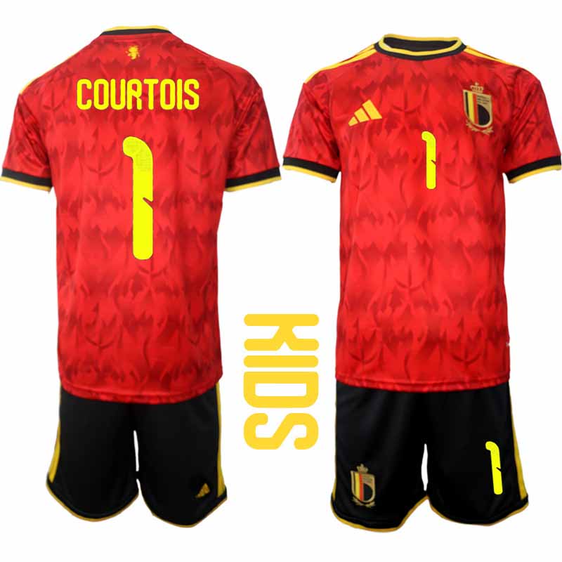 Otroški Nogometni dresi kompleti Thibaut Courtois #1 Belgija Domači SP 2026