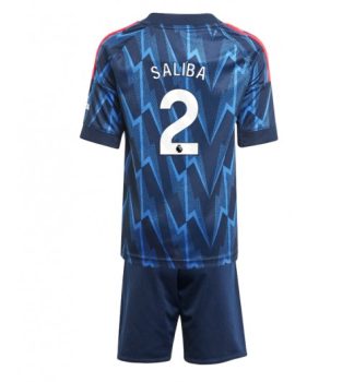 Otroški Nogometni dresi Kompleti William Saliba #2 Arsenal Gostujoči 2025-26