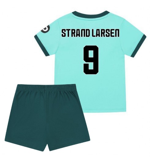 Poceni Otroški nogometni dresi Jorgen Strand Larsen #9 Wolves Gostujoči 2025-26