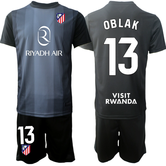 Moški Atletico Madrid Jan Oblak 13 Vratarski dres kompleti 2025-26 črna