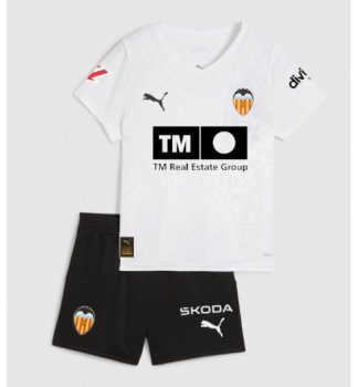 Otroški Nogometni Dresi Kompleti Valencia Domači 2025-26 bela z lastnim tiskom