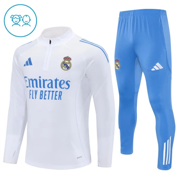 Otroški Nogometni dresi Real Madrid 1/4 Zip 2025-26 Za Trening Bela