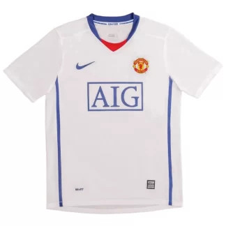 Poceni Moški retro nogometni dresi Manchester United Gostujoči 2008-09 bela