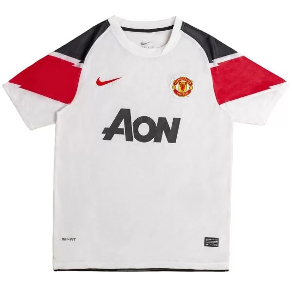 Poceni Moški retro nogometni dresi Manchester United Gostujoči 2010-11 bela
