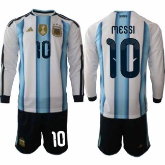 Poceni Nogometni dresi kompleti Lionel Messi #10 Argentina Domači SP 2026 Dolgi Rokav