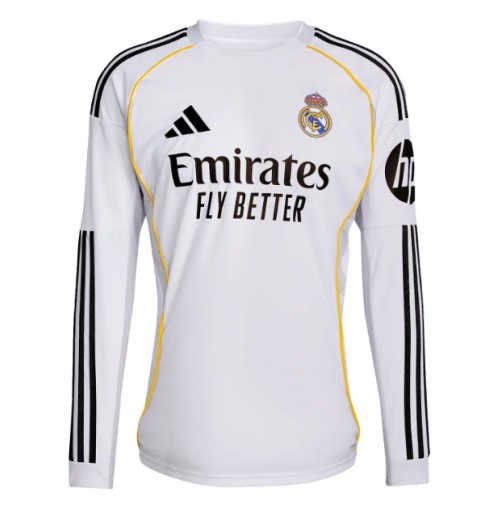 Poceni Nogometni dresi Real Madrid Domači 2025-26 bela Dolgi rokavi
