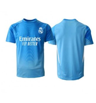 Poceni Nogometni dresi Real Madrid Vratar Domači 2025-26 modra Kratki rokavi