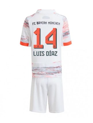 Otroški Nogometni dresi Bayern Munich Luis Diaz #14 Gostujoči 2025-26 kompleti