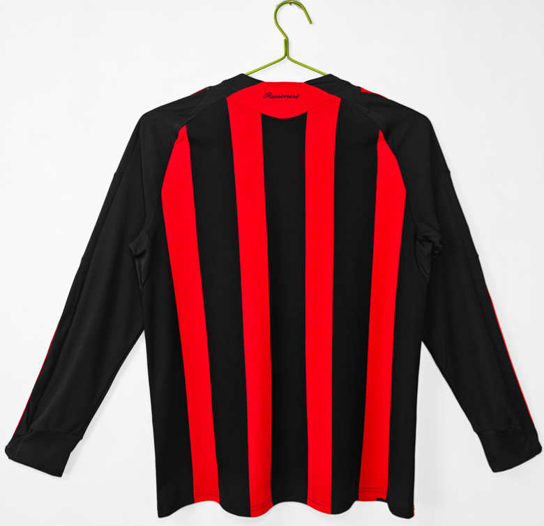 Poceni Moški retro nogometni dresi AC Milan Domači 2008/09 Dolgi Rokav-1