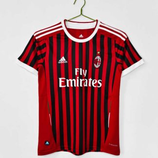Poceni Moški retro nogometni dresi AC Milan Domači 2011/12 Kratek Rokav