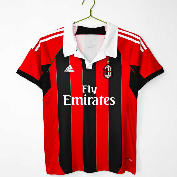 Poceni Moški retro nogometni dresi AC Milan Domači 2012/13 Kratek Rokav