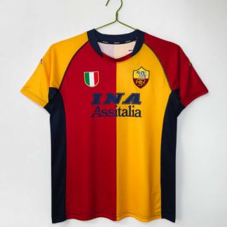 Poceni Moški retro nogometni dresi AS Roma Domači 2000/01 Kratek Rokav