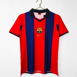 Poceni Moški retro nogometni dresi Barcelona Domači 1998/99 Kratek Rokav