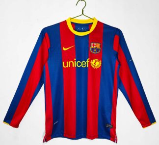 Poceni Moški retro nogometni dresi Barcelona Domači 2010-11 Kratek Rokav