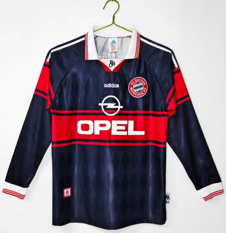 Poceni Moški retro nogometni dresi Bayern München Domači 1997-99 Dolgi Rokav
