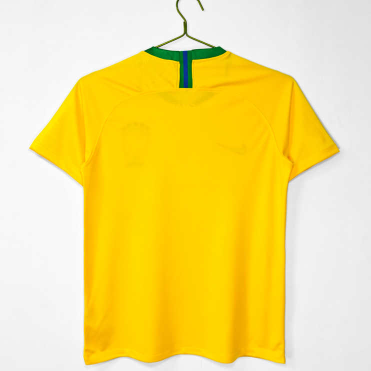 Poceni Moški retro nogometni dresi Brazilija Domači 2018 Kratek Rokav-1