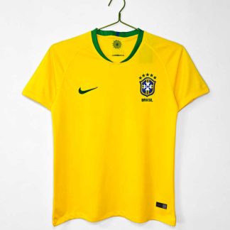 Poceni Moški retro nogometni dresi Brazilija Domači 2018 Kratek Rokav