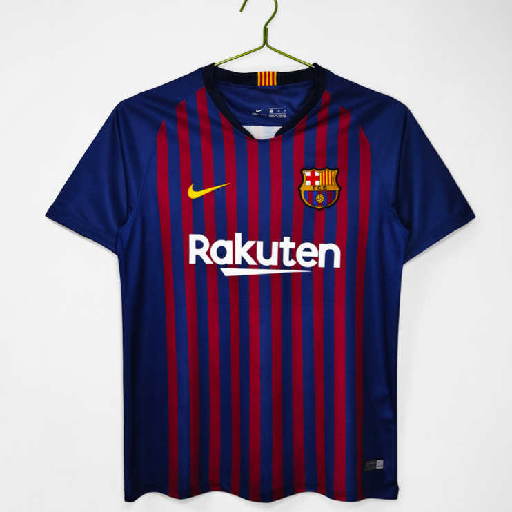Poceni Moški retro nogometni dresi FC Barcelona Domači 2018/19 Kratek Rokav