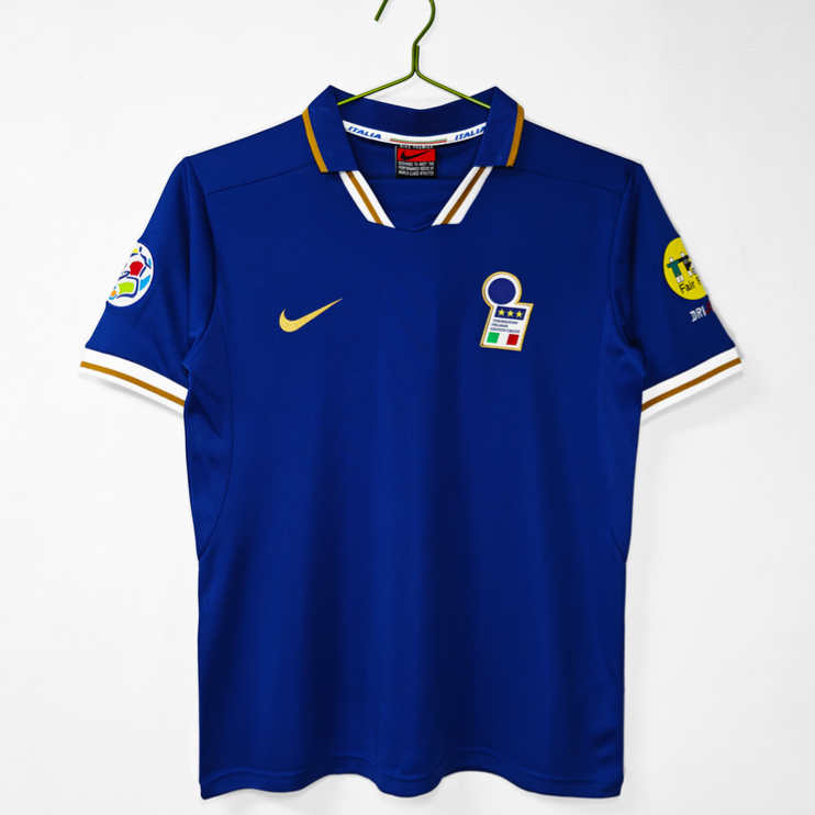 Poceni Moški retro nogometni dresi Italija Domači 1996 Kratek Rokav