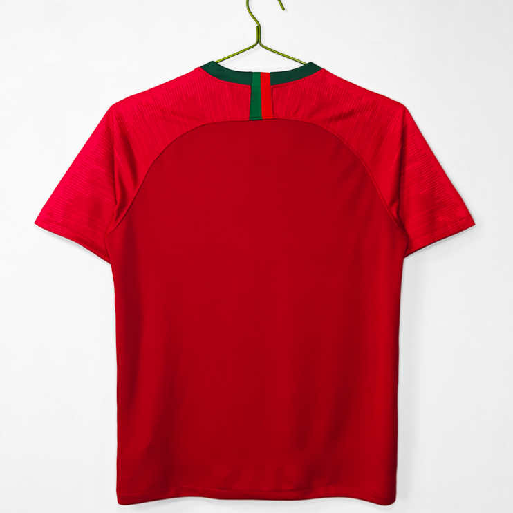 Poceni Moški retro nogometni dresi Portugalska Domači 2018 Kratek Rokav-1