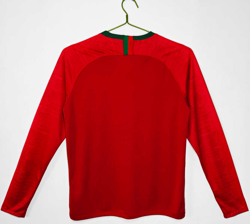 Poceni Moški retro nogometni dresi Portugalska Domači SP 2018 Dolgi Rokav-1