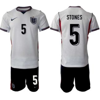 Moški Nogometni dresi Anglija John Stones #5 Domači SP 2026 bela + Kratke hlače