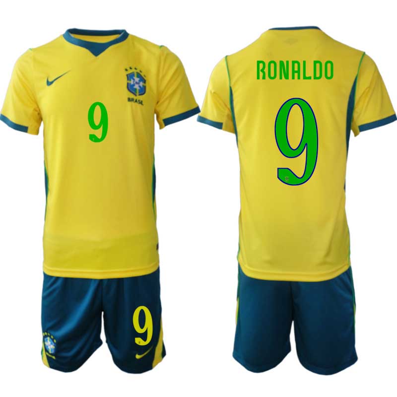 Moški Nogometni dresi komplet reprezentance Brazilija Ronaldo Nazário #9 Domači SP 2026