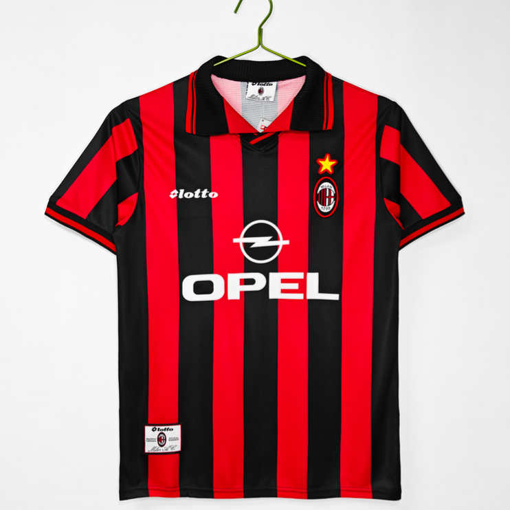 Poceni Moški retro nogometni dresi AC Milan Domači 1997/98 Kratek Rokav