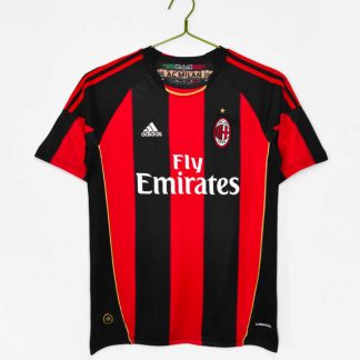 Poceni Moški retro nogometni dresi AC Milan Domači 2010/11 Kratek Rokav