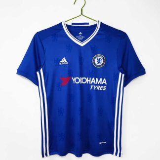Poceni Moški retro nogometni dresi Chelsea Domači 2016/17 Kratek Rokav