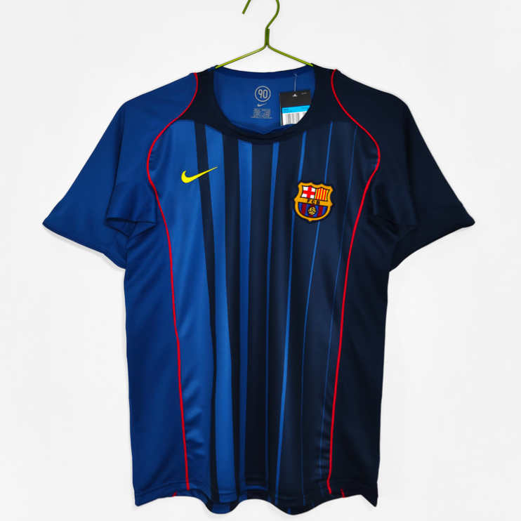 Poceni Moški retro nogometni dresi FC Barcelona Gostujoči 2004/05 Kratek Rokav