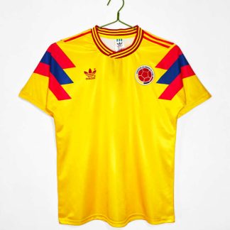 Poceni Moški retro nogometni dresi Kolumbija Domači SP 1990 Kratek Rokav