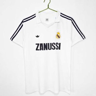 Poceni Moški retro nogometni dresi Real Madrid Domači 1984/85 bela