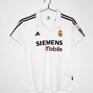 Poceni Moški retro nogometni dresi Real Madrid Domači 2002/03 bela