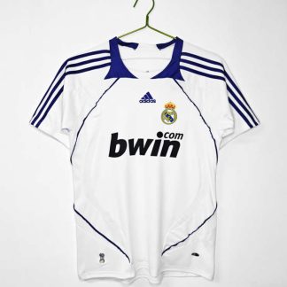 Poceni Moški retro nogometni dresi Real Madrid Domači 2007/08 Kratek Rokav