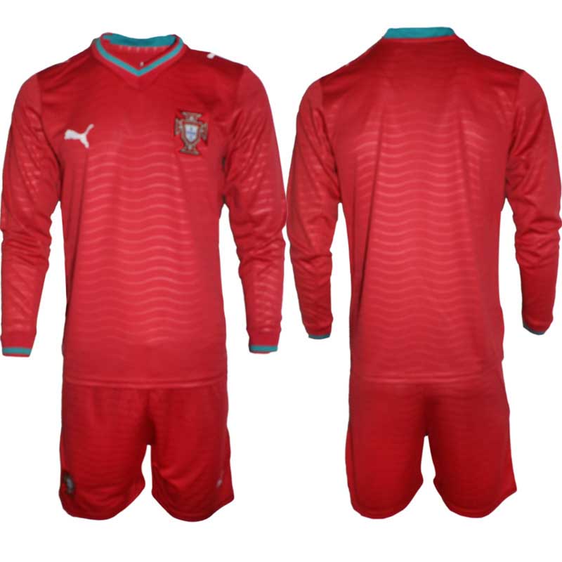 Moški nogometni dresi kompleti Portugalska Domači SP 2026 Dolgi Rokav rdeča