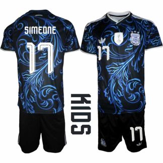 Otroški Nogometni dresi Argentina reprezentance Giuliano Simeone #17 Gostujoči SP 2026 + Kratke hlače