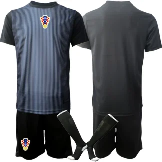 Poceni nogometni dresi kompleti Hrvaška Vratar 2025-26 črna