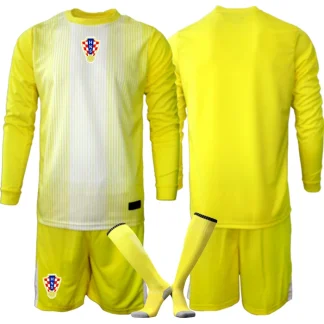 Poceni nogometni dresi kompleti Hrvaška Vratar 2025-26 rumena Dolgi Rokav