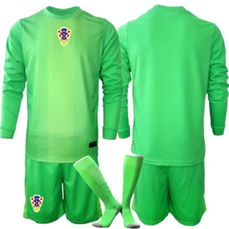 Poceni nogometni dresi kompleti Hrvaška Vratar 2025-26 zelena Dolgi Rokav