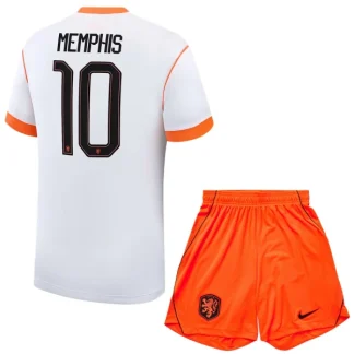 Poceni Otroški Nogometni dresi kompleti Nizozemska Reprezentance Memphis Depay #10 Gostujoči SP 2026