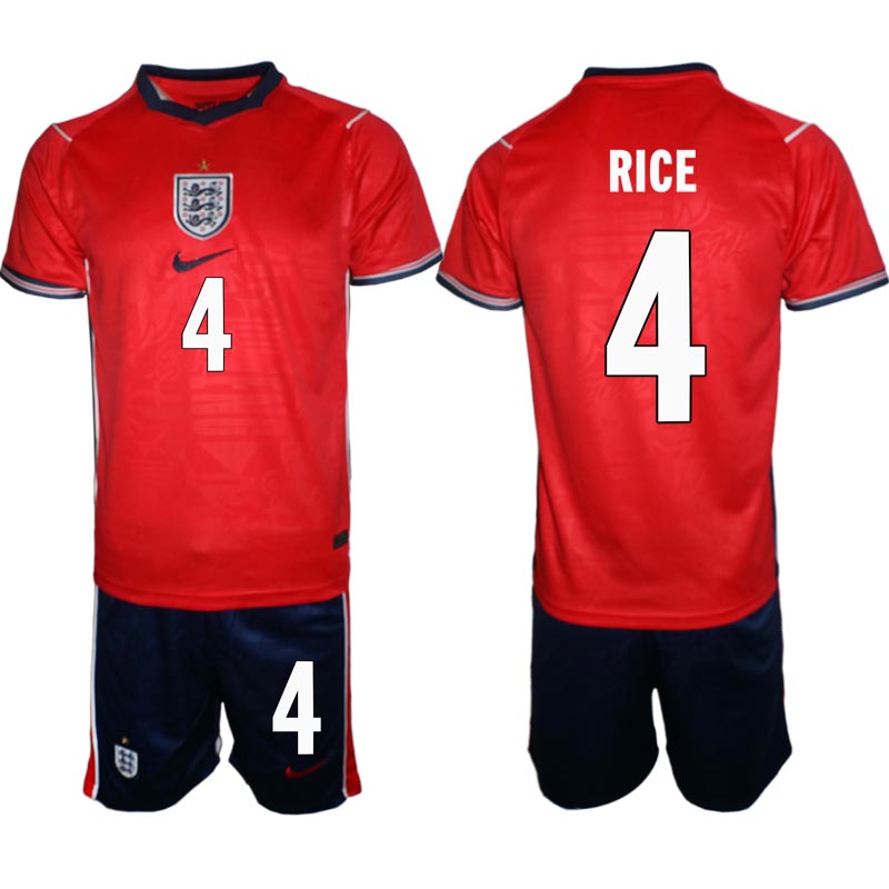Najcenejši Nogometni dresi kompleti Anglija SP 2026 reprezentance Declan Rice #4 Gostujoči