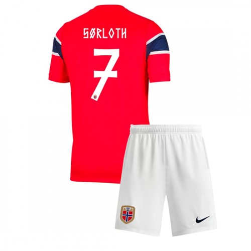 Poceni Otroški nogometni dresi Alexander Sørloth #7 Norveška Domači SP 2026