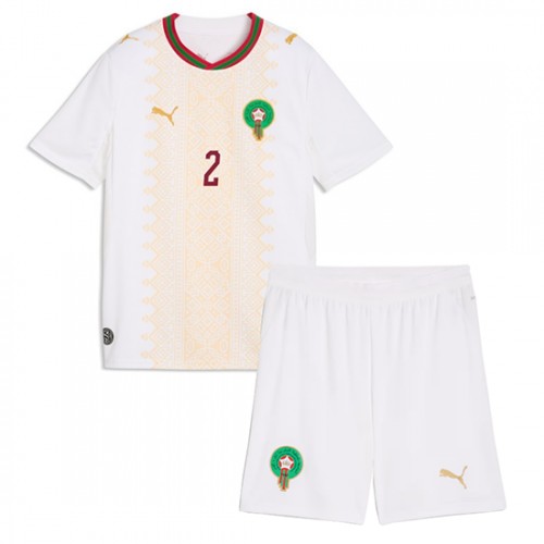 Poceni Otroški nogometni dresi kompleti Maroko SP 2026 Achraf Hakimi #2 Gostujoči reprezentance