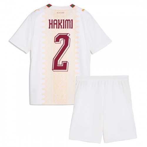 Poceni Otroški nogometni dresi kompleti Maroko SP 2026 Achraf Hakimi #2 Gostujoči reprezentance