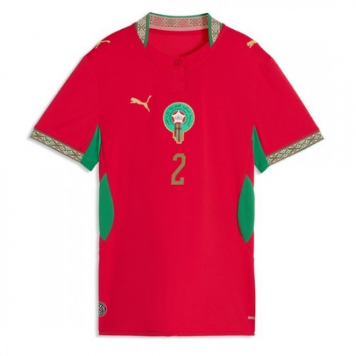 Ženski Nogometni dresi Maroko SP 2026 Achraf Hakimi #2 Domači rdeča-1