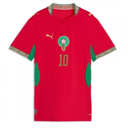 Ženski Nogometni dresi Maroko SP 2026 Brahim Díaz #10 Domači rdeča-1