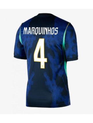 Moški nogometni dresi Brazilija SP 2026 Marquinhos #4 Gostujoči Kratek rokav